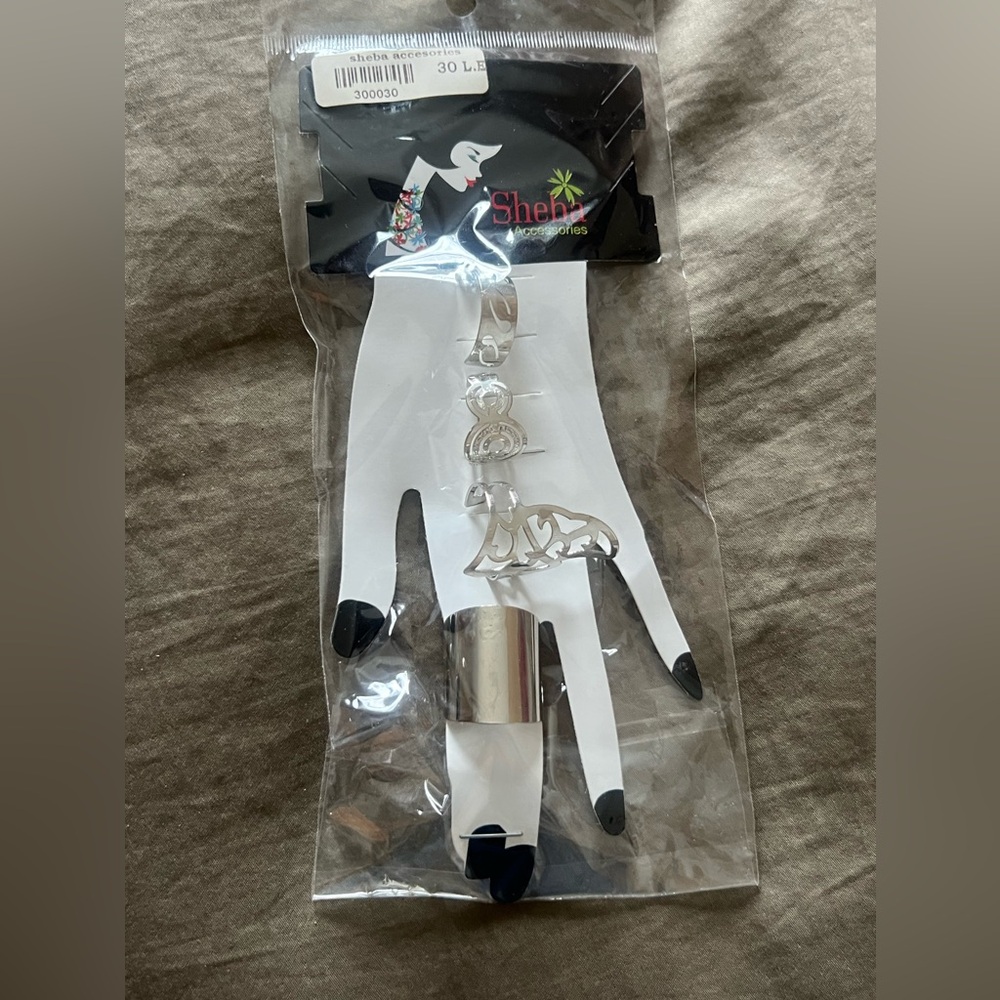 NWT Purchased in EGYPT! Sheba Silver Tone Statement Rings Set - Silver